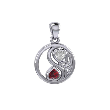 Celtic Yin Yang Love Silver Pendant with Gemstone TPD6019 - Jewelry